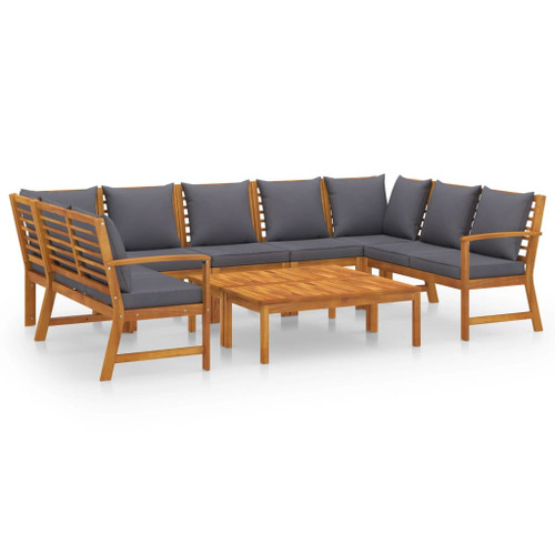 9 Piece Garden Lounge Set with Cushion Solid Acacia Wood