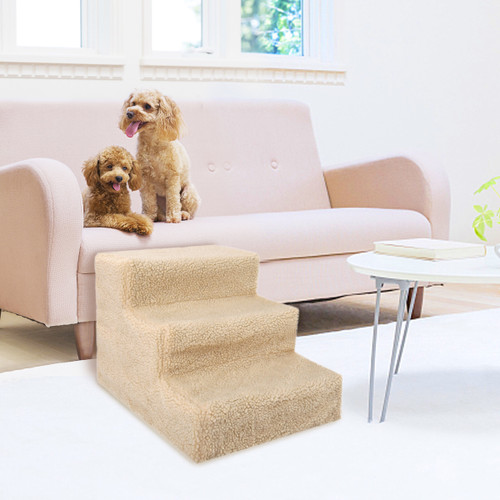 3 Steps Pet Stairs for Dogs and Cats - beige
