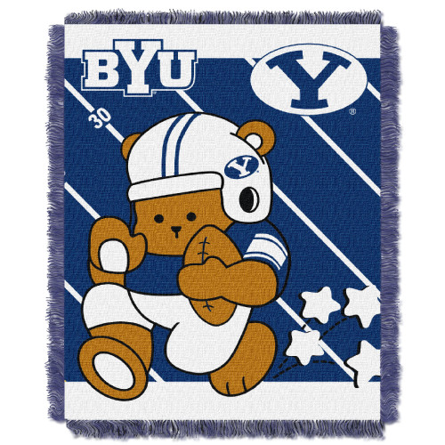 BYU OFFICIAL Collegiate "Half Court" Baby Woven Jacquard Throw