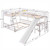 Twin over Full Bunk Bed with Twin Size Loft Bed with Desk and Slide,Full-Length Guardrail