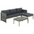 3 Piece Garden Lounge Set with Cushions Poly Rattan Gray