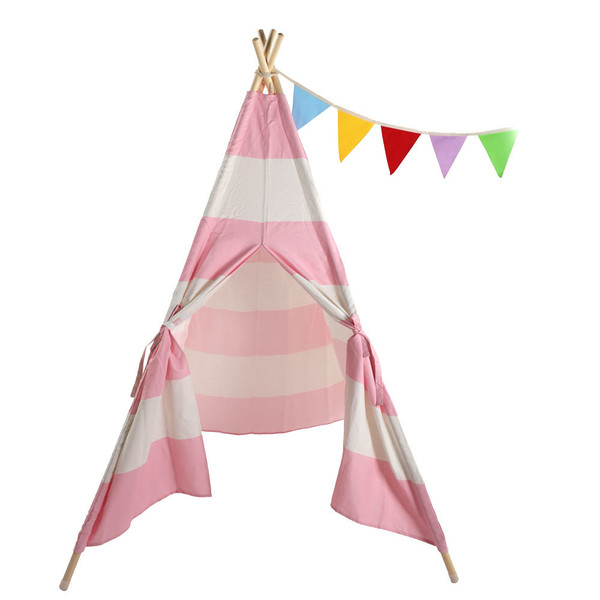 Indian Tent  (Small Bunting / With External Shutter Built-In Pocket) Pink Stripes  XH