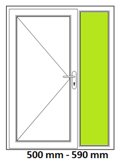 Seitenteil rechts, innen und außen Verbundsicherheitsglas VSG, 500mm-590mm