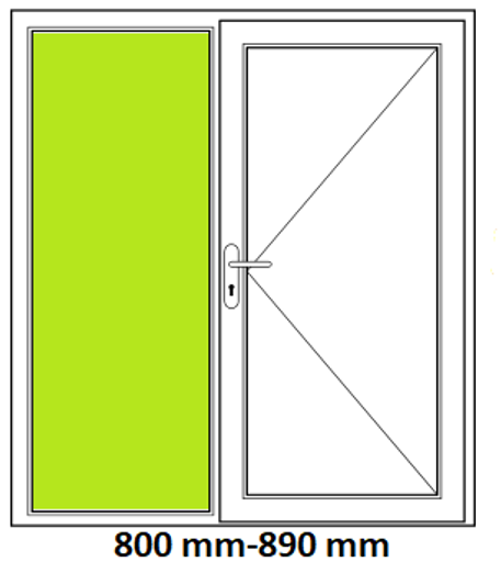 Seitenteil links, innen und außen Verbundsicherheitsglas VSG, 800mm-890mm