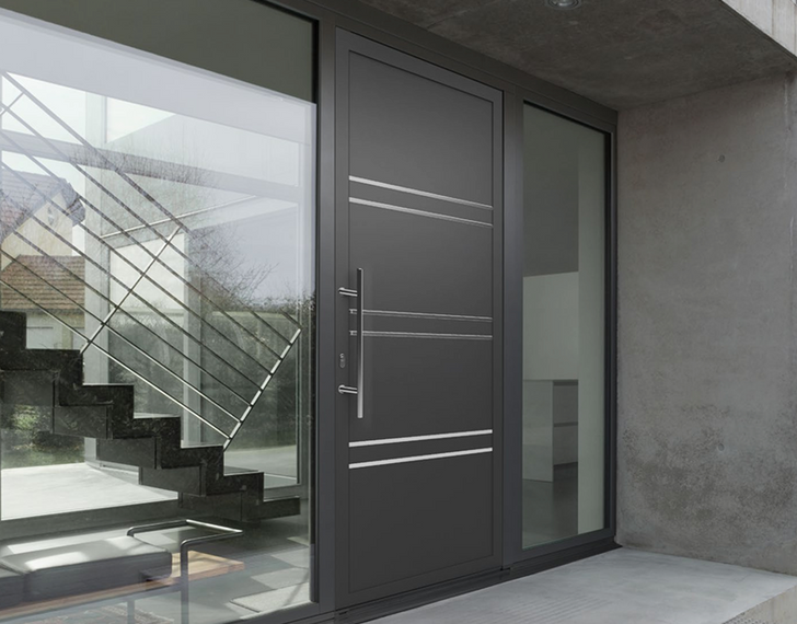 Aluminiumhaustür Paneel AluLine Edelstahl Dekor Model 06