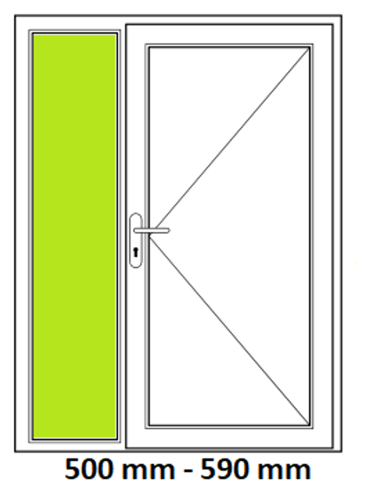 Seitenteil links, innen und außen Verbundsicherheitsglas VSG, 500mm-590mm