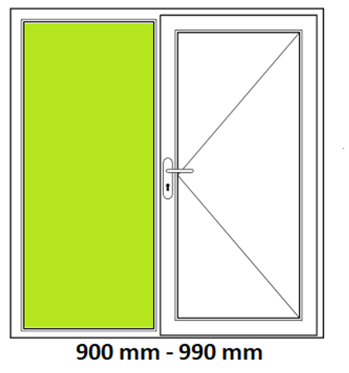Seitenteil links, innen und außen Verbundsicherheitsglas VSG, 900mm-990mm