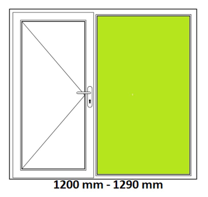 Seitenteil rechts, innen und außen Verbundsicherheitsglas VSG, 1200mm-1290mm