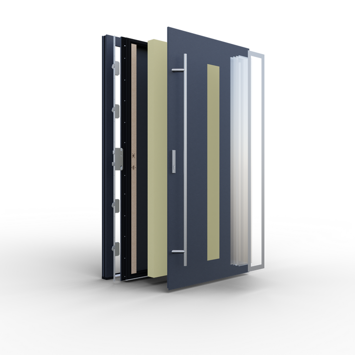 Stahl-Aluminium AC68 Haustür Modern Modell 28 Blackline