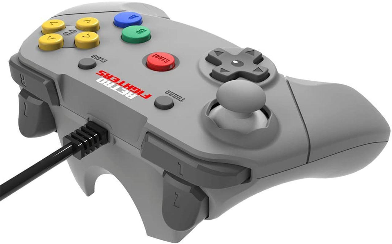 usb wired controller joypad joystick gaming for nintendo n64 pc mac grey