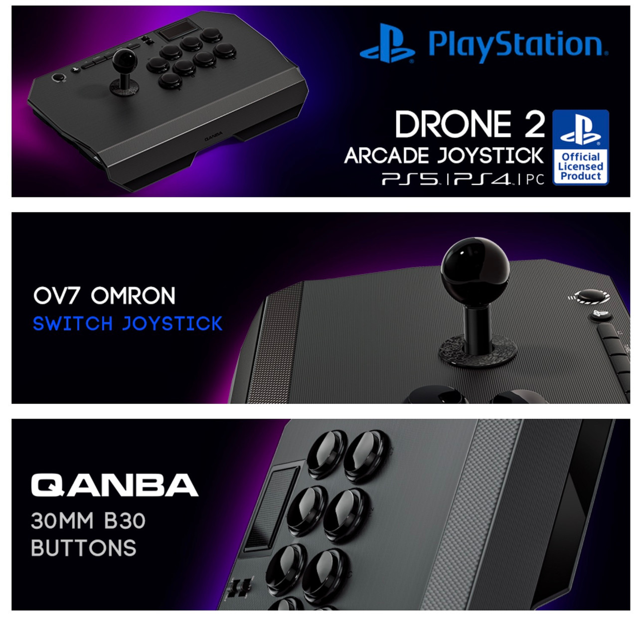 Qanba Drone 2 Arcade joystick for PlayStation 5, 4 and PC