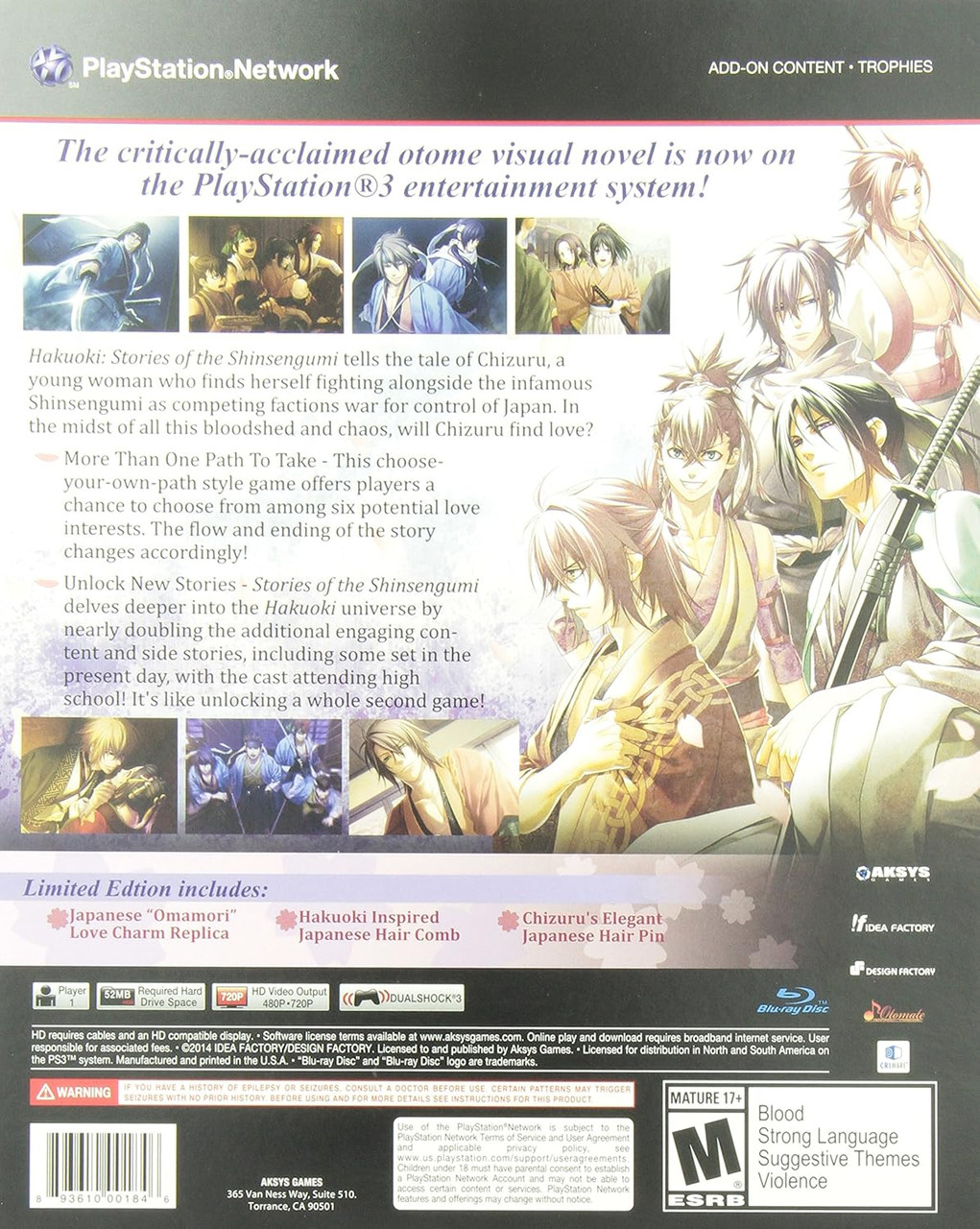 Hakuoki: Stories of the Shinsengumi (Limited Edition