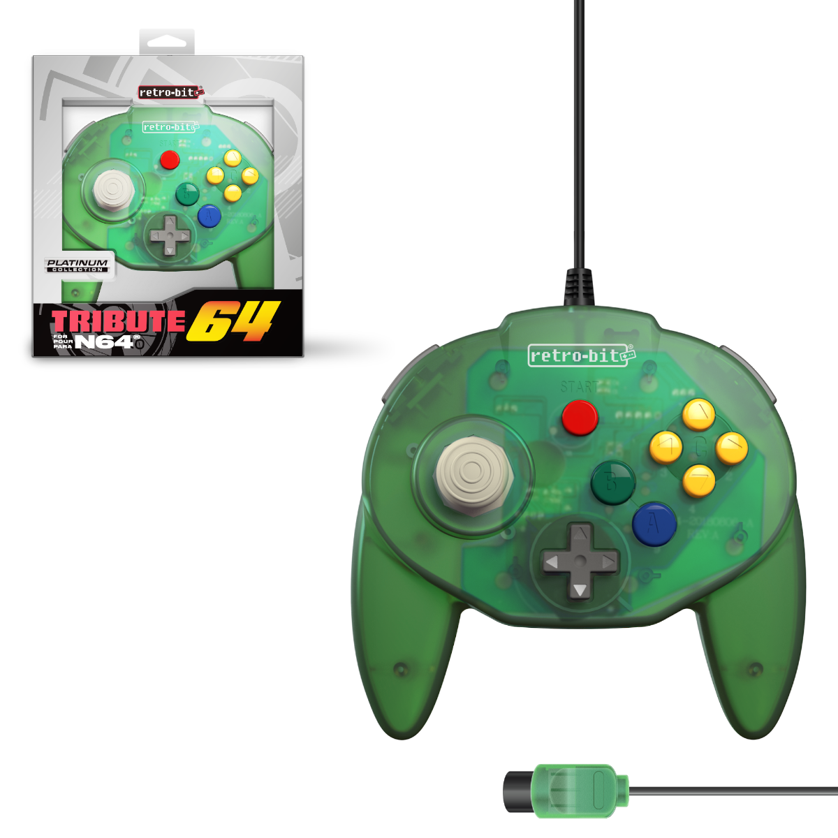 Retro-Bit Tribute 64 Wired N64 Controller (Forest Green)