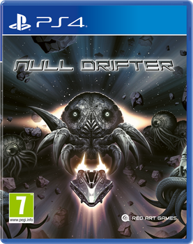 NULL DRIFTER ps4 front cover. Mosnster with space ship flying in front