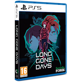Long Gone Days PS5 pack shot. Two characters faces with in middle full figure character