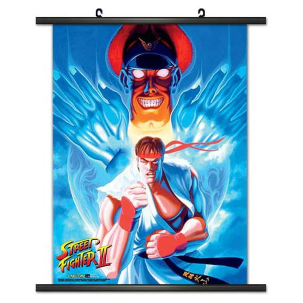 image of Street Fighter II Ryu vs Bison Wall Scroll Poster 