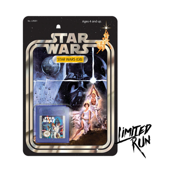 Star Wars Classic Edition (GameBoy) - Limited Run front cover with blister packaging and gameboy game on Star Wars illustated cardboard.