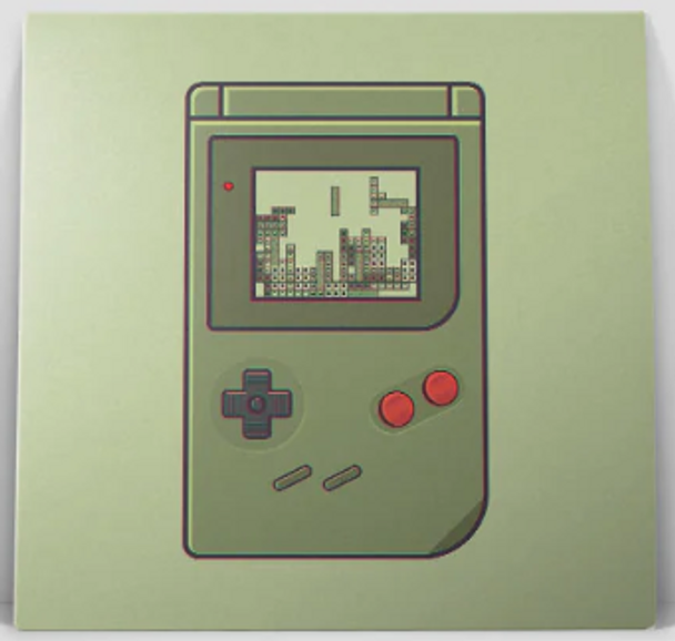 Image of vinyl cover showing an original gameboy