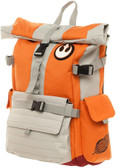 Star Wars Rebel Backpack picture. Orange and Gray with small white Star Wars symbol in top right front.