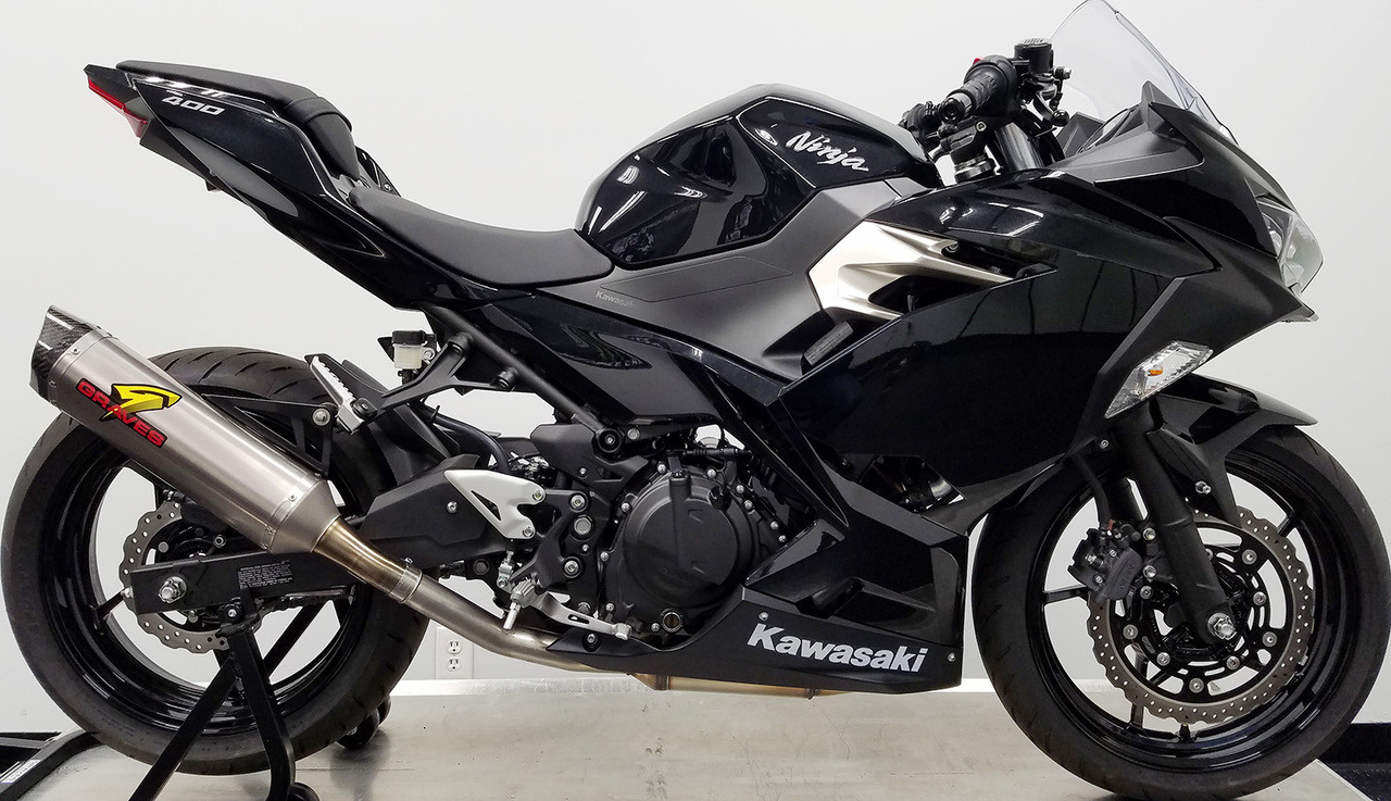 Kawasaki Ninja 400 + Ninja 500 Cat Back Slip-on Exhaust Titanium