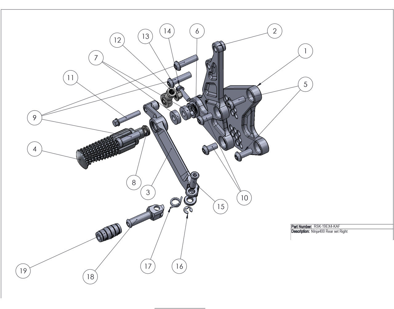 Graves Motorsports Kawasaki Ninja 400 + Ninja 500 Adjustable Rearsets