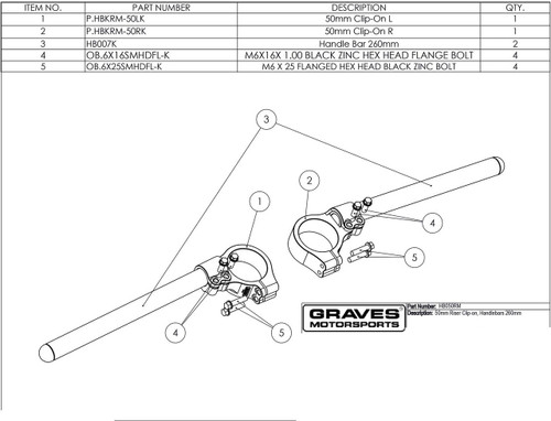 Mid Mount 50mm Clip-on Motorcycle Handlebars