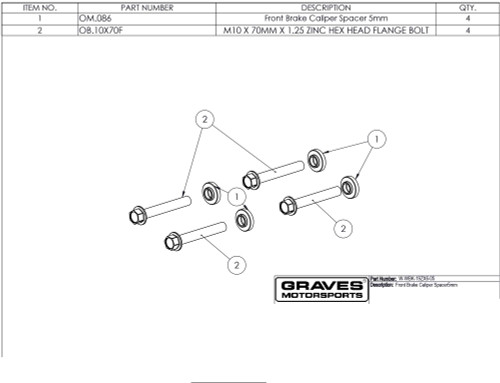 Graves Kawasaki ZX-6R Oversized Front Brake Rotor Spacer + Bolt Kit