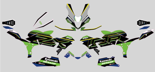 Graves Kawasaki ZX-10R OEM Bodywork Graphics Set - Green / Blue