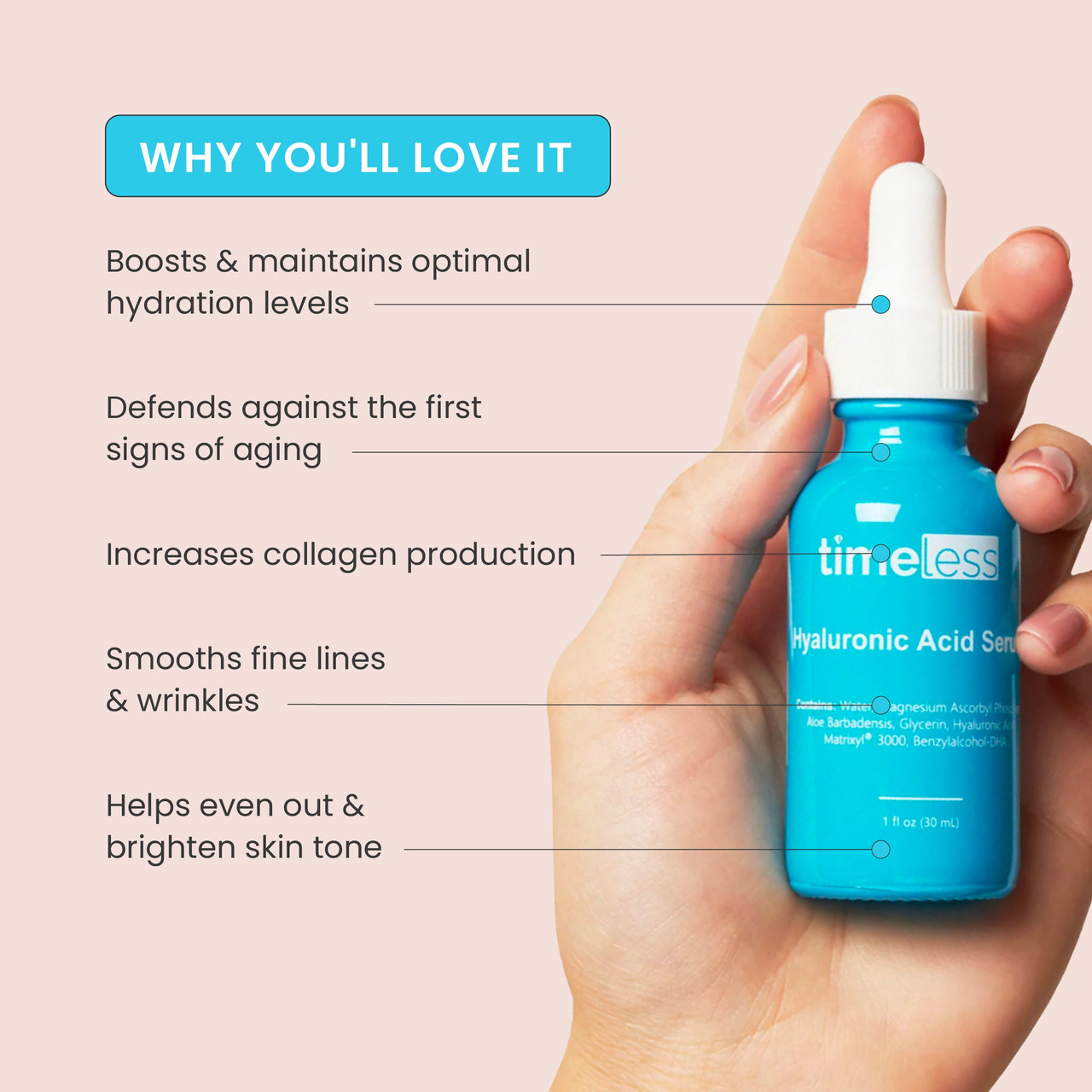 Timeless Hyaluronic Acid Vitamin C Serum 1 oz | Gen C Beauty