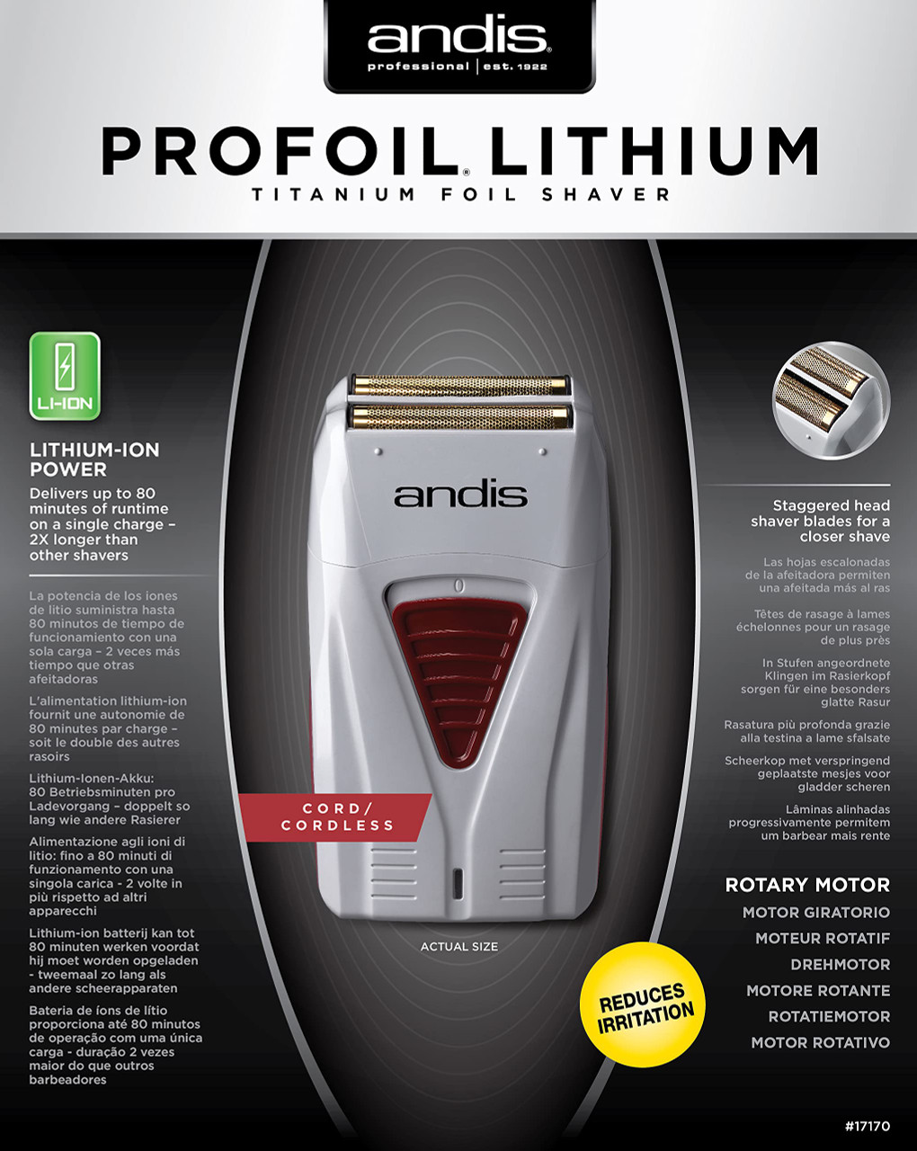 Andis ProFoil Lithium Plus Titanium Foil Shaver #17150 | Gen C Beauty