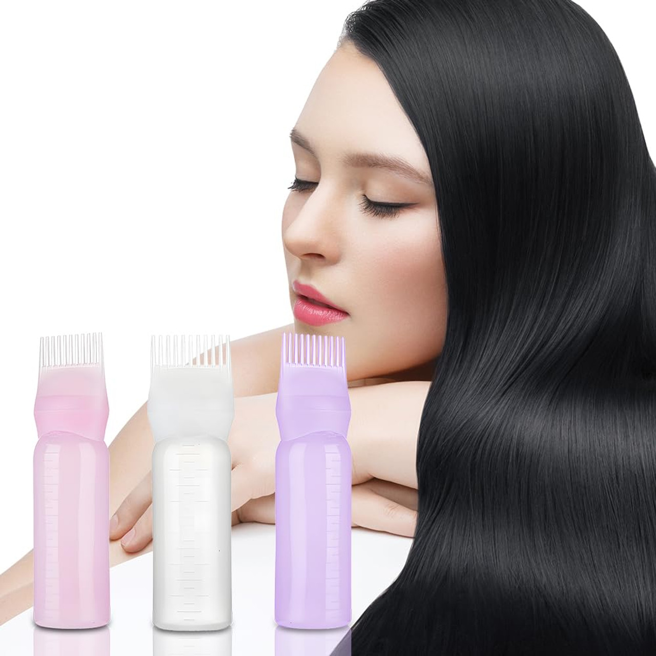 Hair Dyeing Bottle, Hair Color Applicator Bottle, 3 Colors Hair Dyeing  Bottle Brush Shampoo Hair Color Oil Comb Applicator Tool for Salon Home