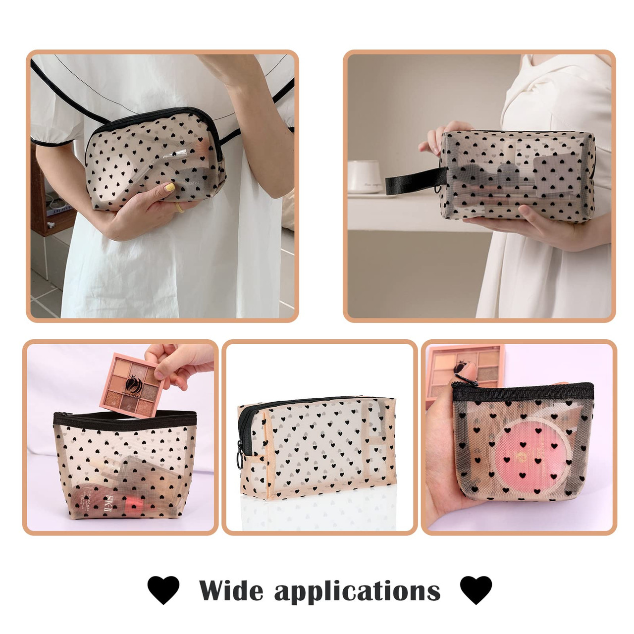 5-Piece Multi-Sized Lace Mesh Cosmetic Bag Set