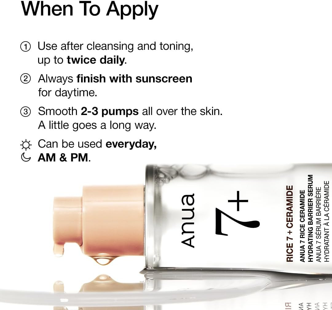 Anua Rice 7+ Ceramide Hydrating Barrier Serum 1.69 oz | Gen C Beauty