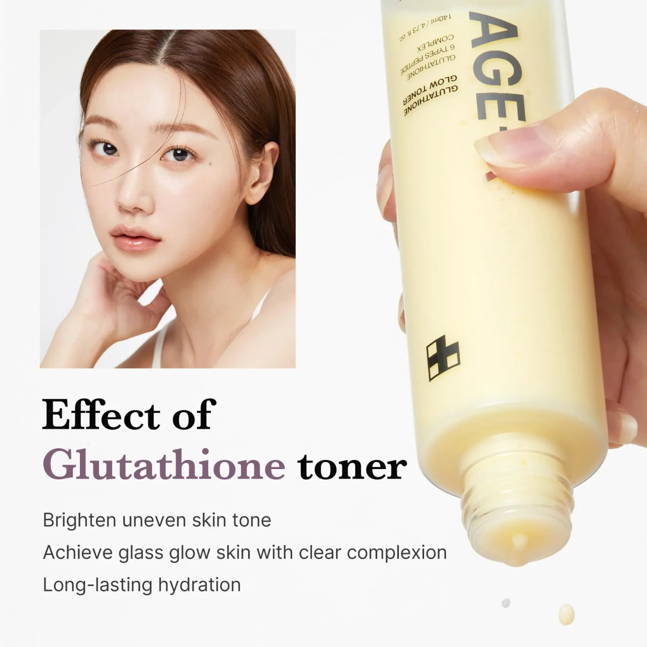 glutathione milky toner Medicube AGE-R Glow – Korean Double-Layer Toner with Glutathione, 6 Peptides & Niacinamide, 140ml Strength:5mg+5mg GLP-1 R Glutathione Glow Toner Glutathione, oxidized