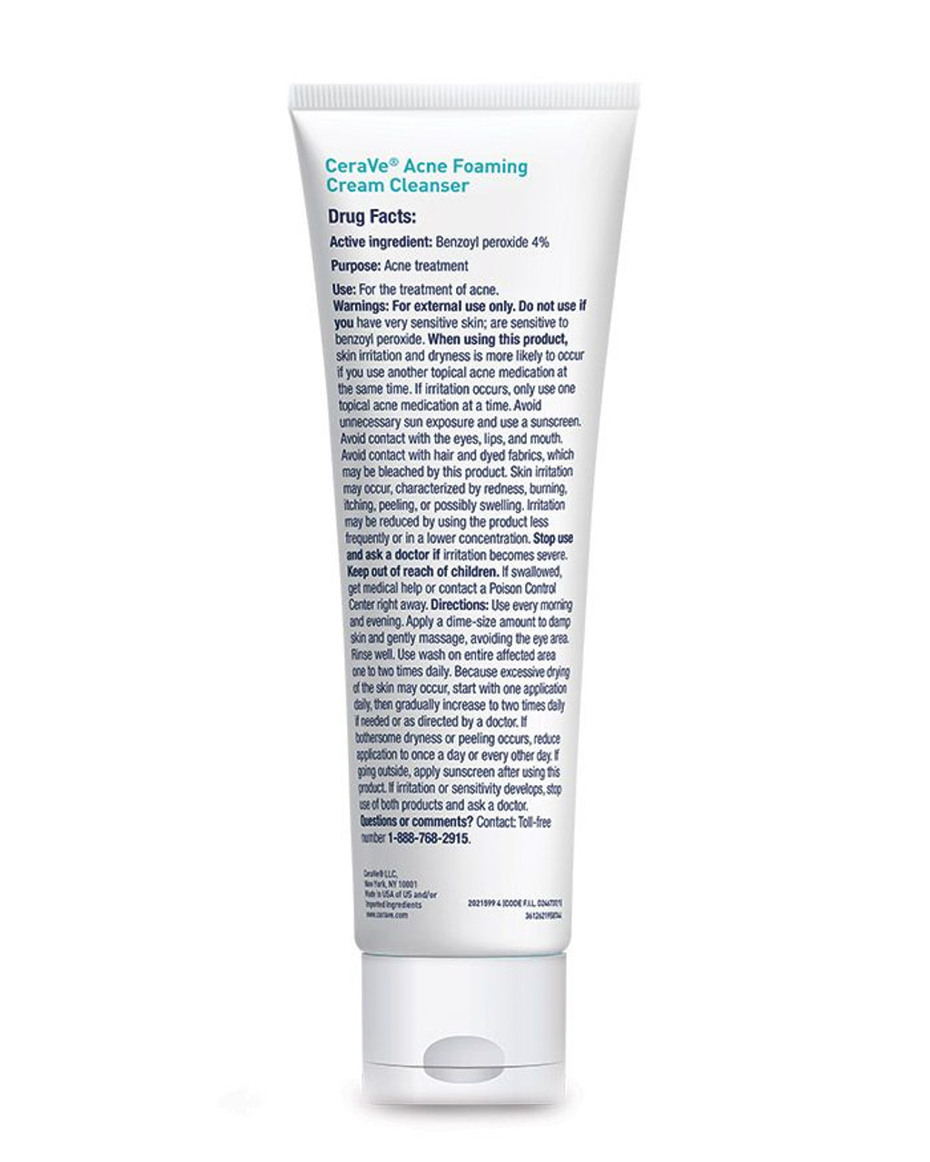 CeraVe Acne Foaming Cream Wash with 10% Benzoyl Peroxide for Face & Body, 5  oz