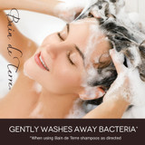 Gently washes away bacteria 