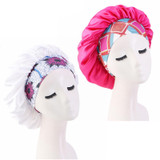 Gen'C Béauty Shower Caps with Elastic Wide Band for Women- pink+white