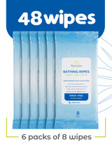Nurture Valley Rinse Free Bathing Wipes 6 packs of 8 wipes, 48 wipes