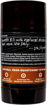 Back of Dr. Squatch Wood Barrel Bourbon Deodorant 2.66 oz