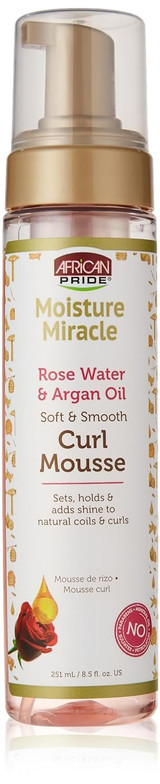 African Pride Moisture Miracle Rose Water & Argan Oil Curl Mousse 8.5 oz