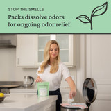 Packs dissolve odors for ongoing odor relief