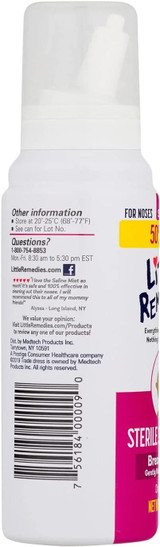 Back of Little Remedies Sterile Saline Nasal Mist 3 oz