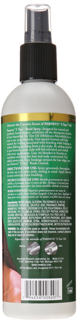 Back of Parnevu T-Tree Braid Spray 12 oz