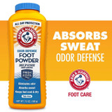 Absorbs Sweat of Arm & Hammer Odor Defense Foot Powder 7 oz