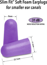 Each Size of Mack's Slim Fit Soft Foam Earplugs Purple