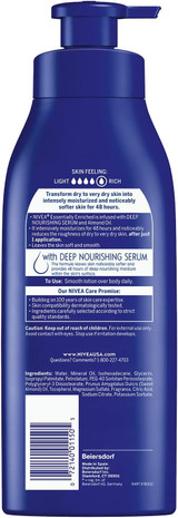 Back of Nivea Essentially Enriched Body Lotion 16.9 oz