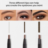 Three stroke widths from the triangular tip of the Gen'C Béauty Smooth Retractable Eyebrow Pencil