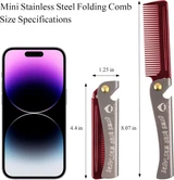 Size of Gen'C Béauty Stainless Steel Folding Beard and Hair Comb Red