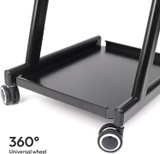 360° wheel of Gen'C Béauty Professional Salon Trolley Cart All Metal Cart Heavy Duty Black