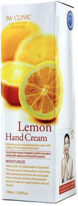 3W Clinic Lemon Moisturizing Hand Cream lightweight hydrating lotion tube